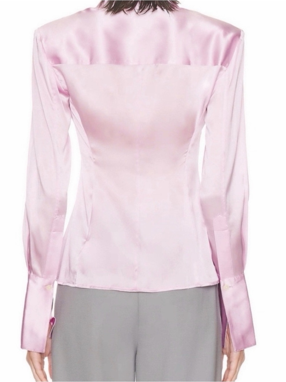 Helsa The Silk Charmeuse Button Down Shirt Womens Size Medium in Cherry Blossom - Picture 12 of 16